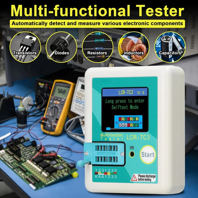 New LCR-TC3 Transistor Tester Zener Diode Voltage Regulator NPN PNP Bipolar Potentiometer Inductor Capacitor Thyristor