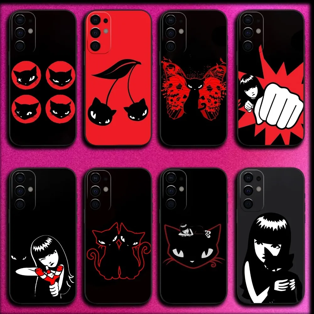 Cat E-Emily The Strange Phone Case For Samsung S25,S24,S21,S22,S23,S30,Ultra,S20,Plus,Fe,Lite,Note,10,9,5G Black Cover