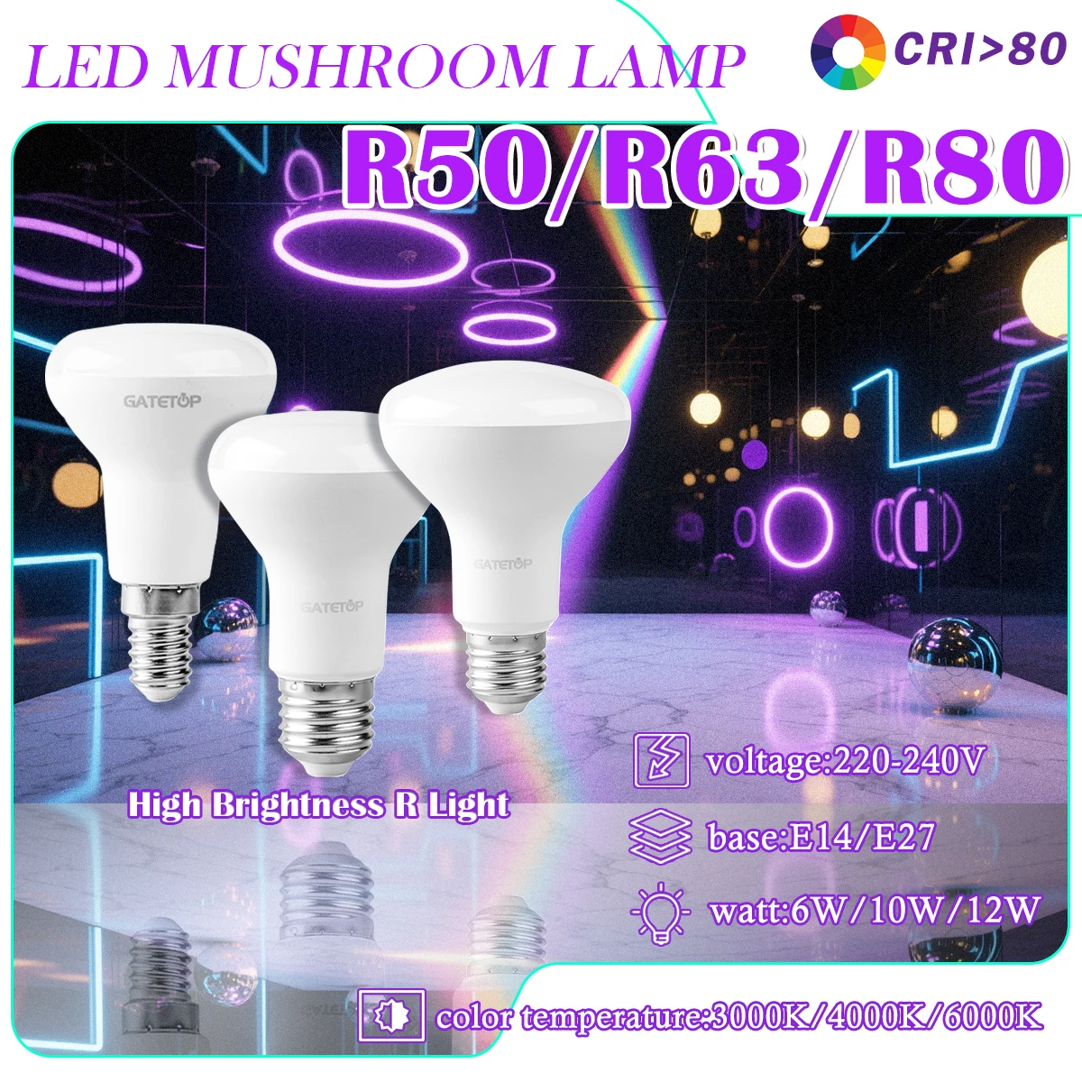 

E27 E14 Reflector LED Screw Light Bulb 6W 10W 12W Lamp R50 R63 R80 Replace 40W Incandescent 400lm Warm Cold White Natural light