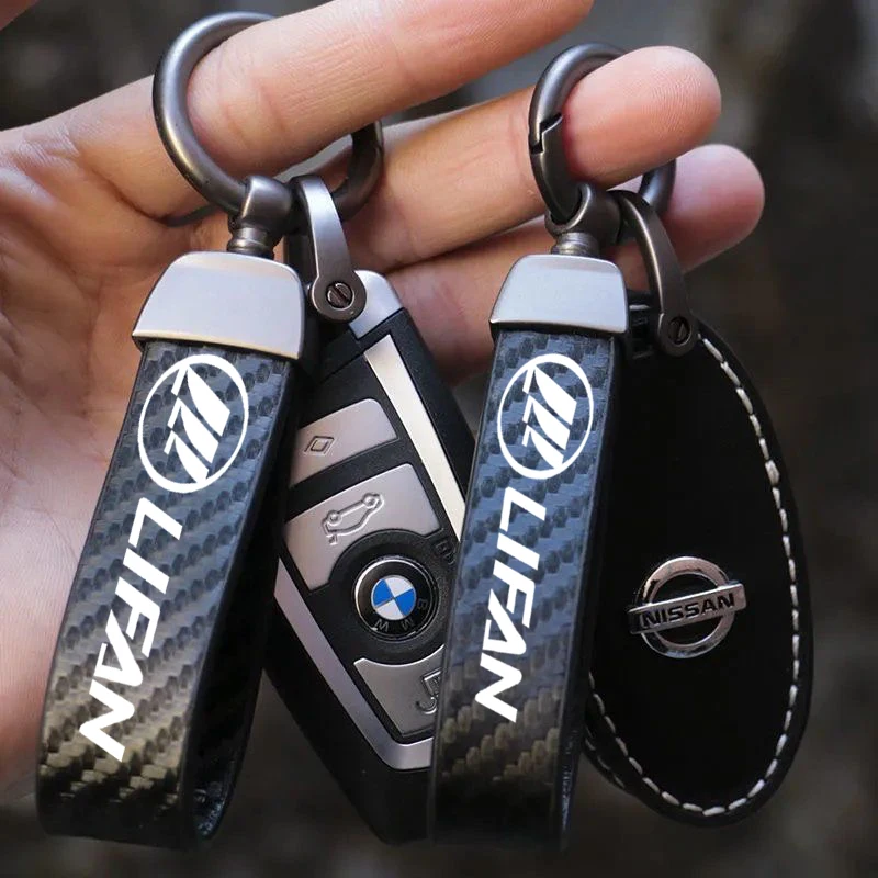 

Car Key Chains KeyChain Leather Keyrings Key Ring Carbon Fiber Texture for Lifan Solano X60 125CC X50 320 Threshold Decals