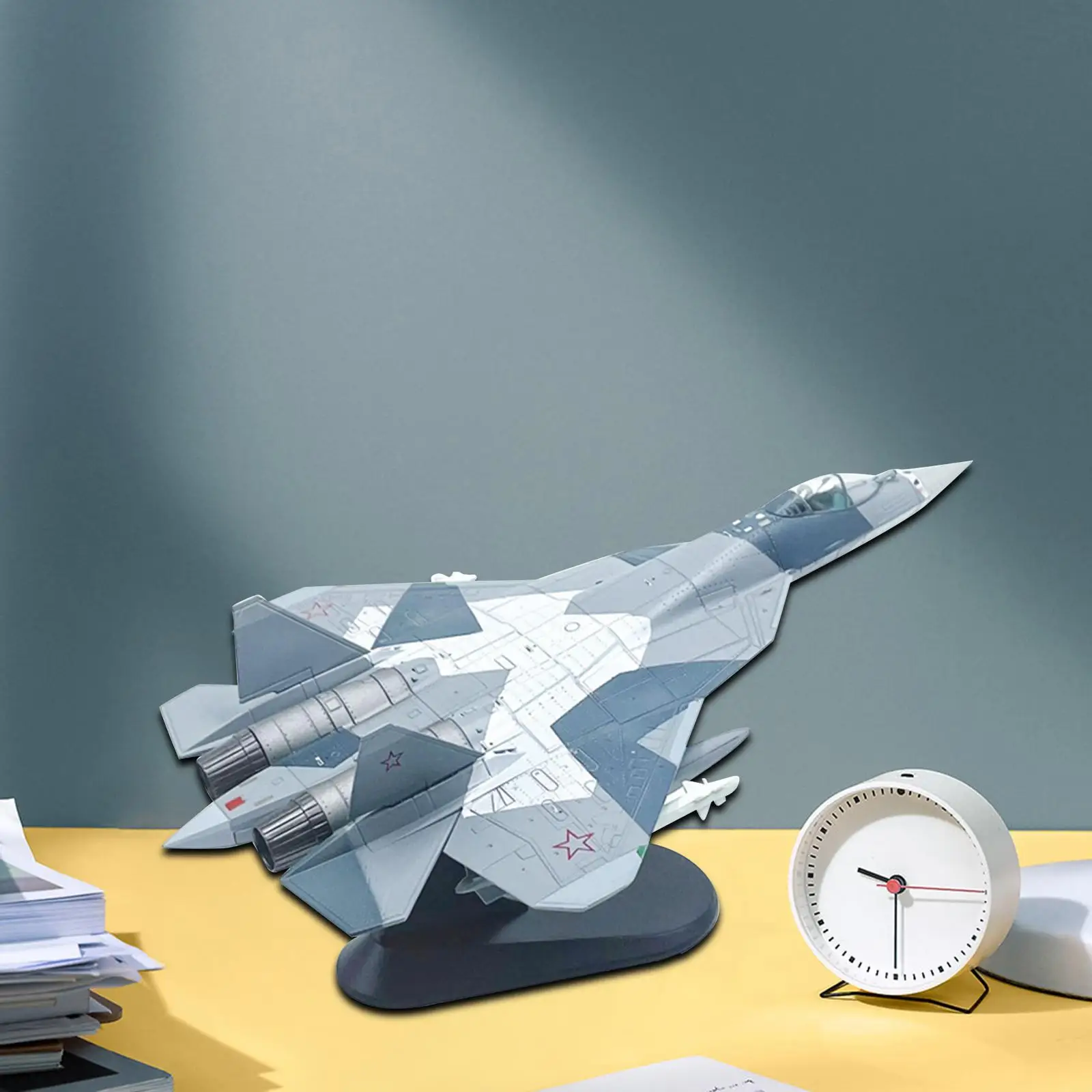 نموذج سبيكة Diecast بمقياس 1/100 SU 57 مقاتلة لغرفة النوم وخزانة التلفزيون والمكتب #4