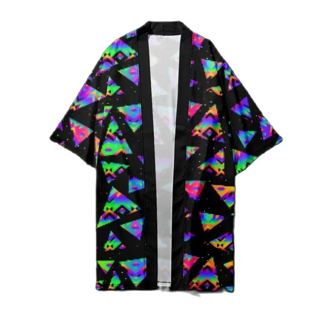 

Long Kimono Samurai Vintage Japanese Style Kimono Harajuku Psychedelic Stars Kimono Fashion Cardigan Bathrobes Yukata Jacket