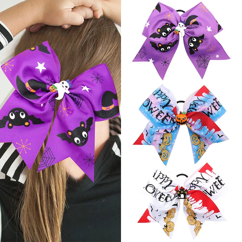 

Oaoleer Halloween Hair Bow Ties for Kids Girls Elastic Scrunchies Ponytail Holder Children Headwear Fashion Hair Accessories