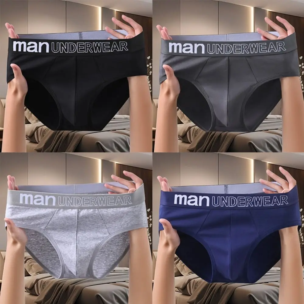 5PCS Simple Low Waist Men Thin Panties Briefs Male Lingerie Men's Underwear Elastic Letter Underpants Gifts