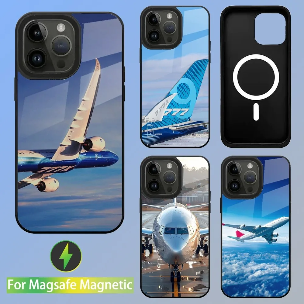 

Airplane 777 Top View Phone Case For iPhone 16,15,14,13,12,11,Plus,Pro,Max Mini B-BoeingAS Magsafe Magnetic Wireless Charging