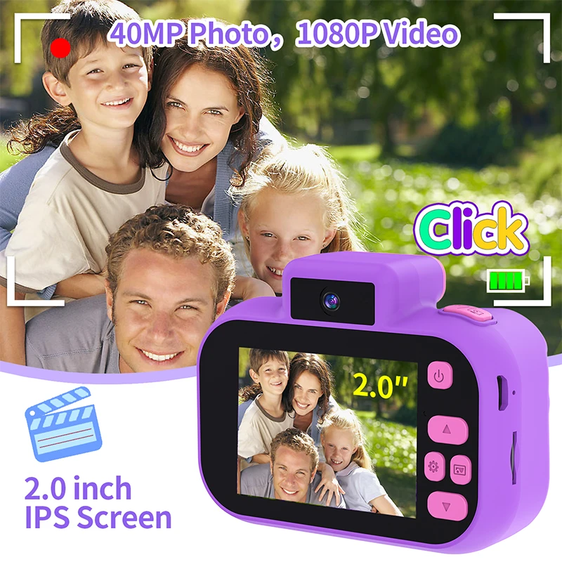 Micro cámara de juguete para niños, cámara de Selfie multifuncional, videocámara de Video Digital portátil para niños pequeños, carga USB para regalo de vacaciones