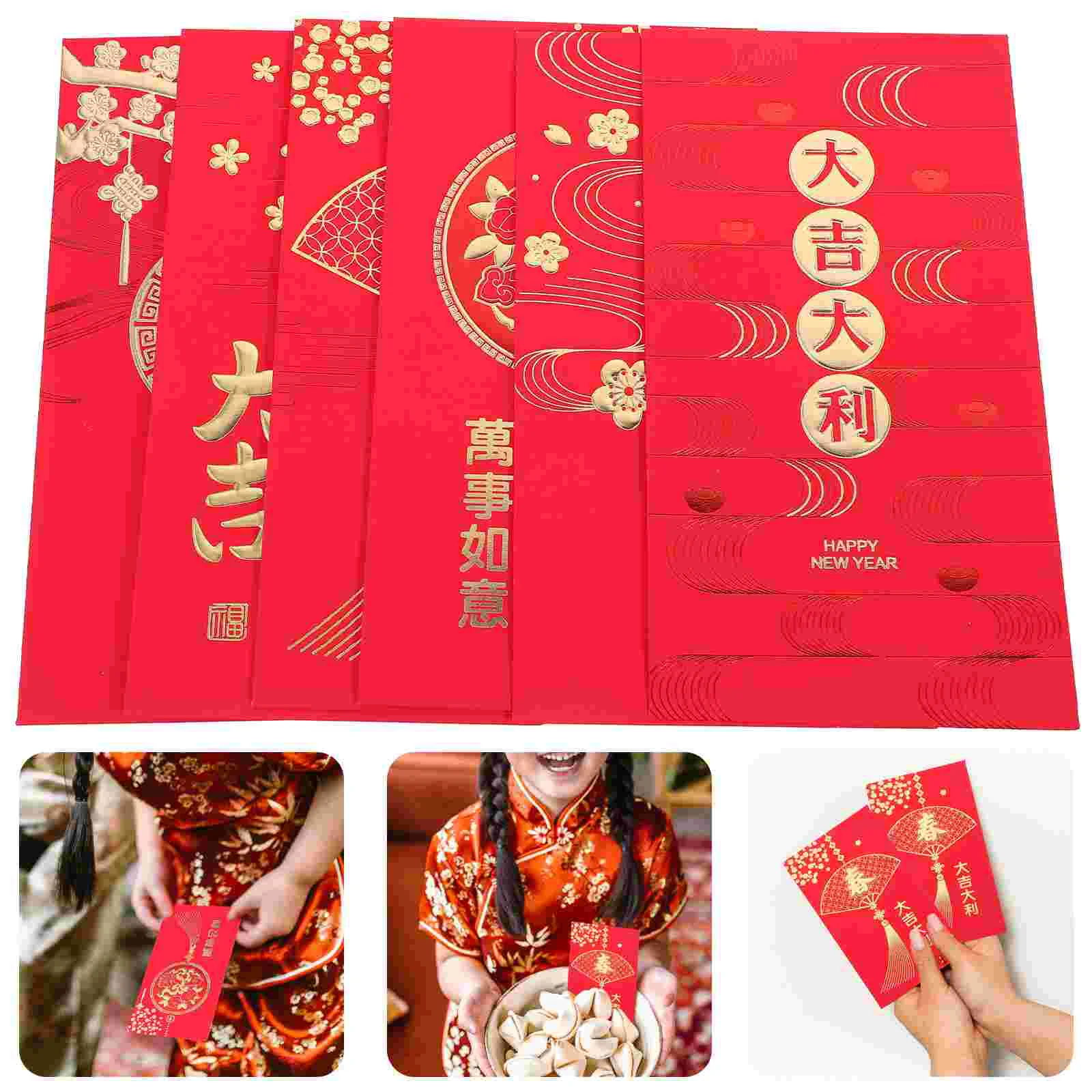 Imagem -04 - Personalidade Longa o Presente Envelope Vermelho Presentes de Ano Novo Chinês Envelopes de Dinheiro para 36 Peças