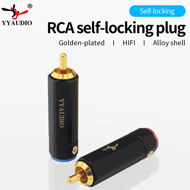 YYAUDIO Pure Copper Gold-Plated RCA Plug Self-Locking Lotus Terminal, No-Solder Hi-Fi Cable DIY Audio Connector