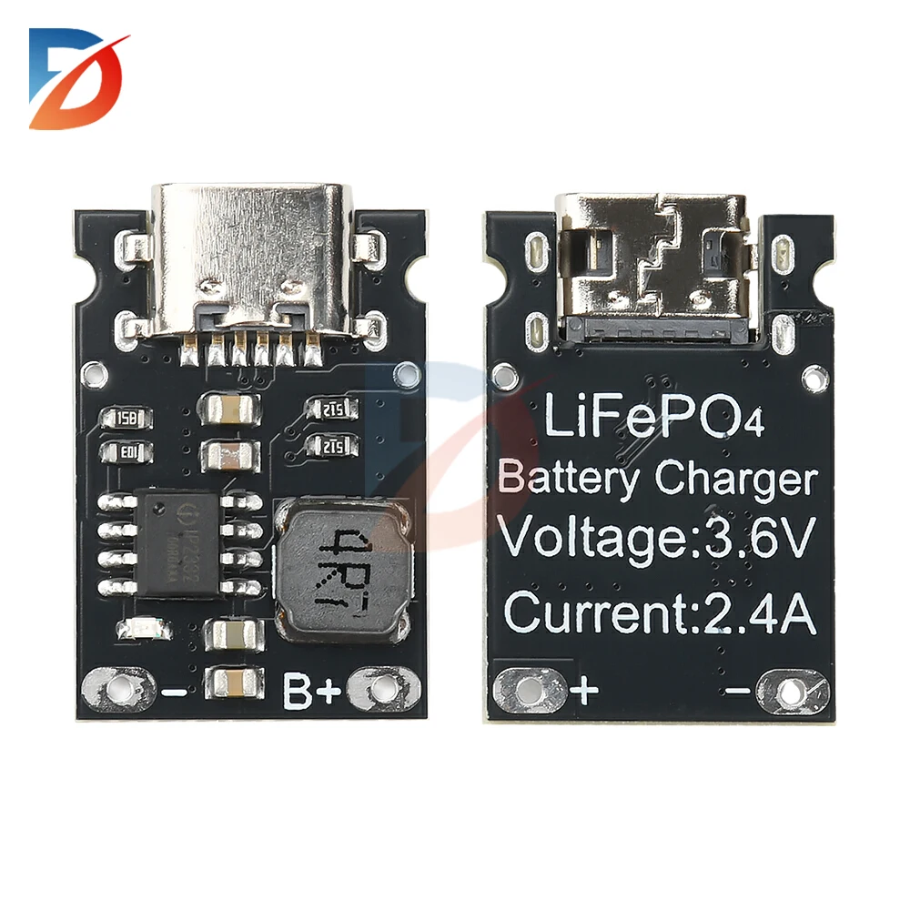 Produktbild von LiFePO4 Lademodul 3,2/3,6 V – 2,4 A, Typ C, 92% Effizienz – Für Einzelzellen, Solar, IoT, Notfallsysteme