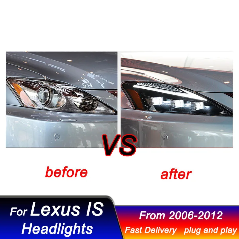 سيارة Led المصابيح الأمامية لكزس IS IS250 IS300 2006-2012 ترقية 3 عدسة كامل Led رئيس مصباح DRL إشارة ديناميكية الجبهة ضوء الجمعية #3