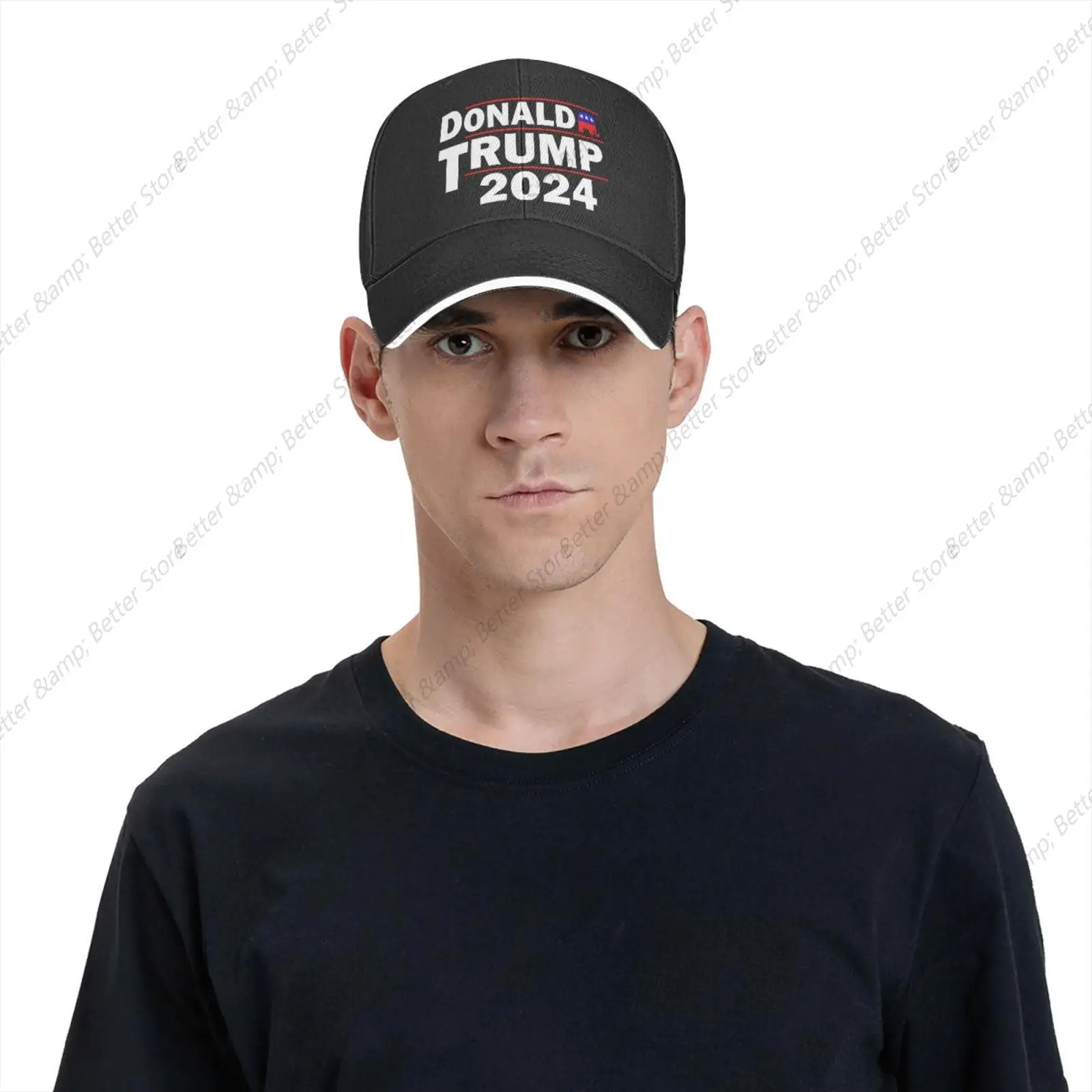 Trump 2024 for President Election Comfortable Sandwich Bill Cap Perfect for Leisure Black