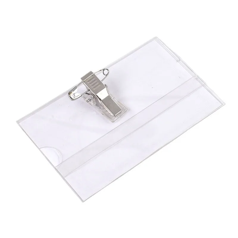 5 قطعة حامل بطاقة شفافة حامل بطاقة الهوية مع مشبك لموظفي مكتب الأعمال ورقادات الاسم والبطاقات البلاستيكية