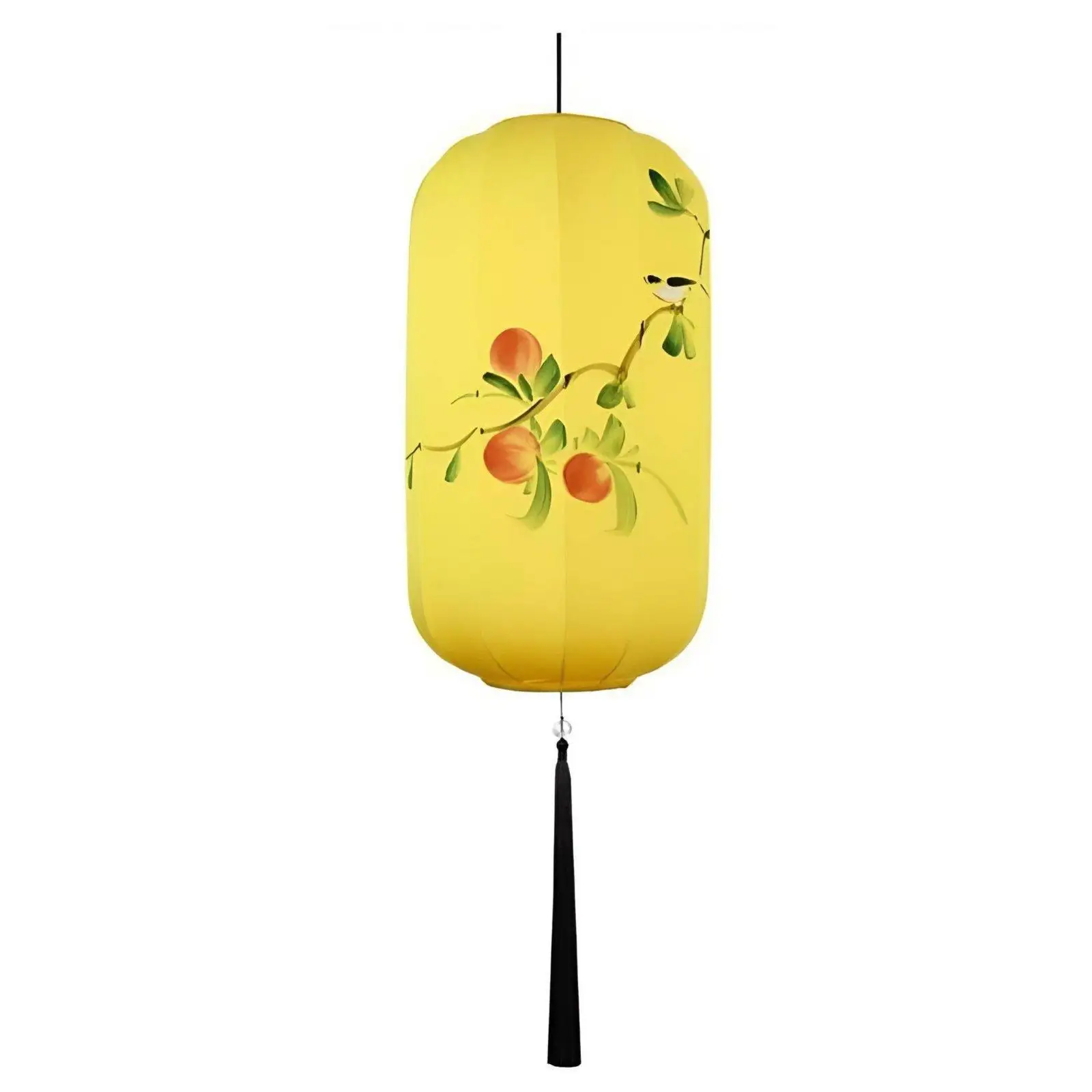 Chinese design Waterproof Lantern hanging Light, Hand-Painted Oval Hanging Decor for Outdoor Restaurant, timeless Fabric