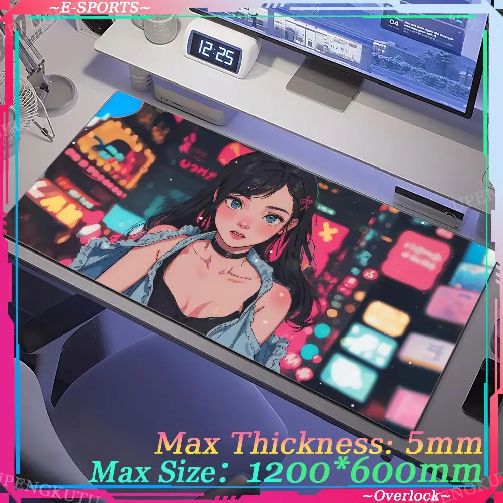 

1200X600X5MM Rubber anti-skid pads Computer gamers Pad Oversized New products Gaming Locked edge mouse pads A_anime_Girl