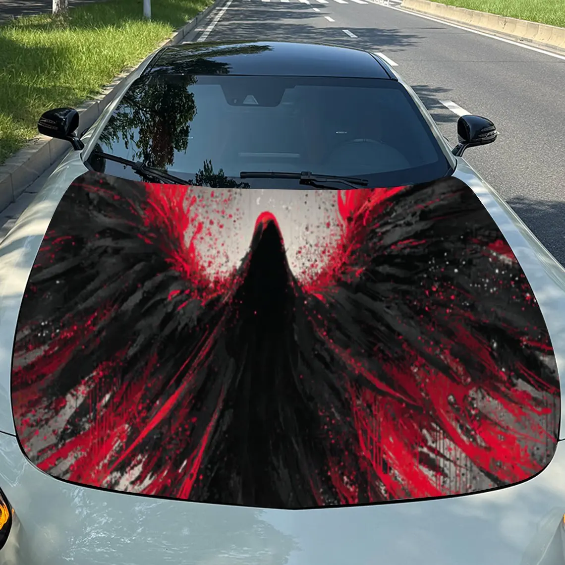 

Dark Blood - Colored Wings Durable Car Hood Stickers, Suitable for Most Vehicles, Ideal Gift, for Exterior Use, Vehicle Hood Pro