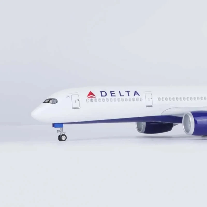 1/142 Scale 47CM Airplane 350 A350 Delta Airline Model LED Light & Wheel Landing Gear Plastic Resin Plane Model Toy