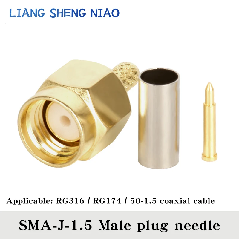 Imagem -06 - Sma Plugue Macho Fêmea Jack Conector Coaxial rf Crimp para Rg174 Lmr100 Cabo Rg316 Adaptador Banhado a Ouro 10 Pcs