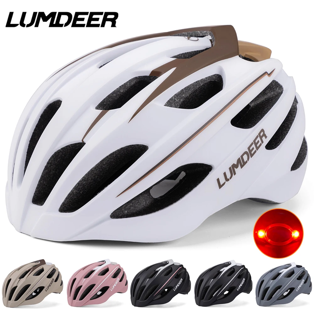 

LUMDEER Ultralight Bicycle Helmets with Rechargeable Taillights Integrated Molding MTB Road Bike Helmet for Men Women Safety Cap