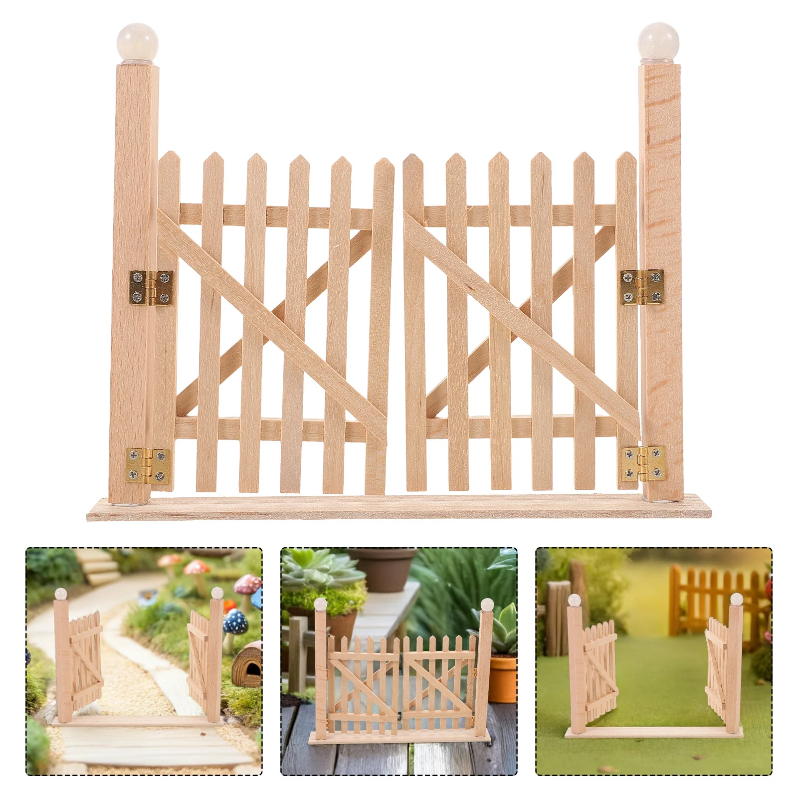 

Аксессуары для кукольного домика, масштаб 1:12, деревянные миниатюрные двойные ворота для садовых сцен, элегантный стиль, прочный, долговечный, подходит для самостоятельного изготовления