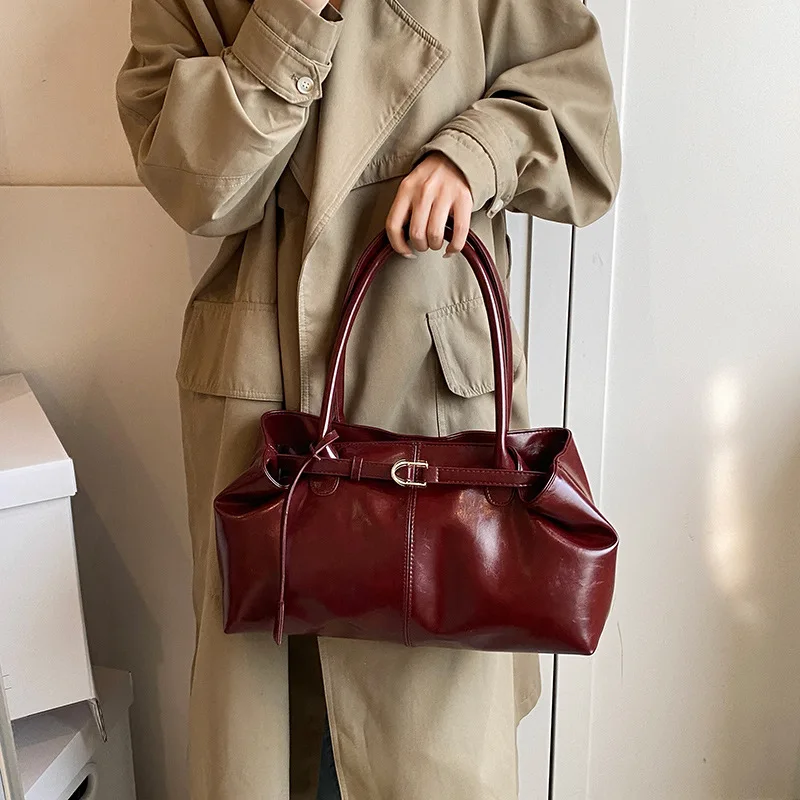 

Винтажная мягкая сумка-тоут в повседневном стиле для женщин, новинка 2023 года, элегантная универсальная пригородная сумка большой вместимости на плечо и подмышки