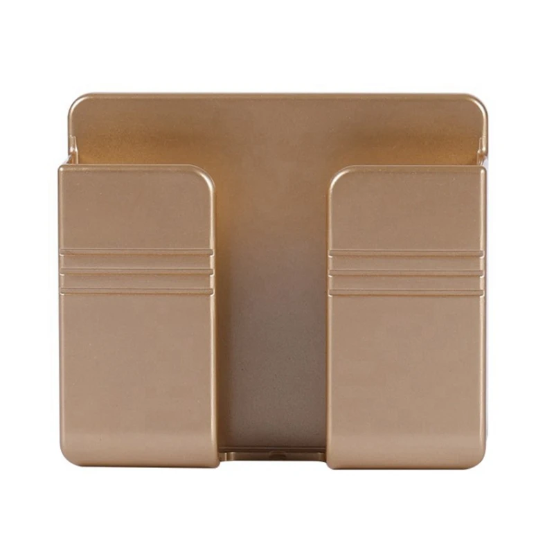 BNGF-Wall Mounted Organizer Storage Box Remote Control Mounted Mobile Phone Plug Wall Multifunction Holder -Golden