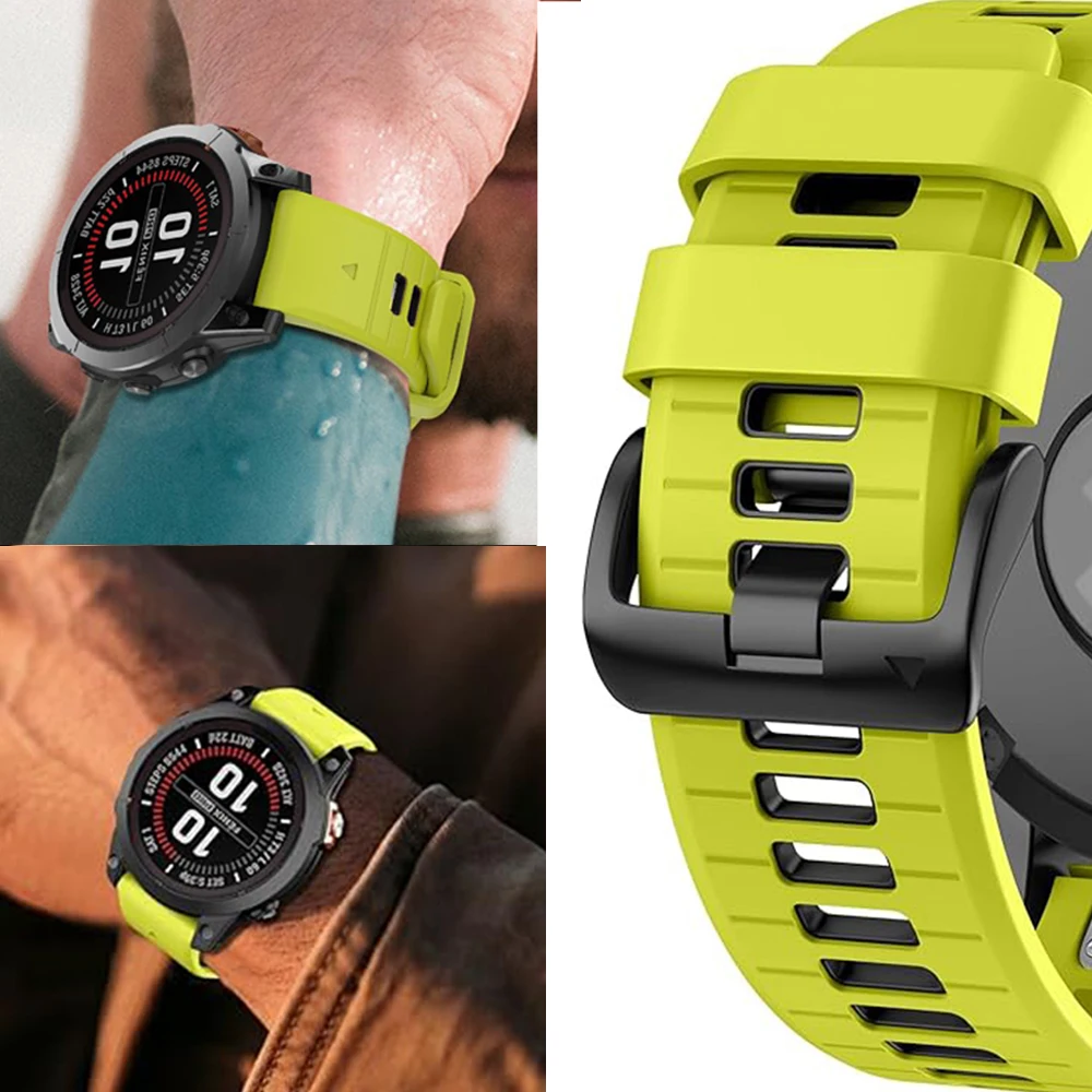 حزام سيليكون رسمي بلونين لساعة Garmin fenix 7 7X Pro QuickFit لساعة Garmin Forerunner 970/Fenix8 E 6 6X 5 5X