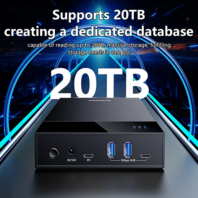 블루엔드리스 2.5/3. USB3.0 허브가 포함된 5개의 HDD/SSD 인클로저는 18TB 유형 C-SATA 어댑터 도구를 지원합니다. 12V 전원 ada가 포함된 무료 HDD 케이스