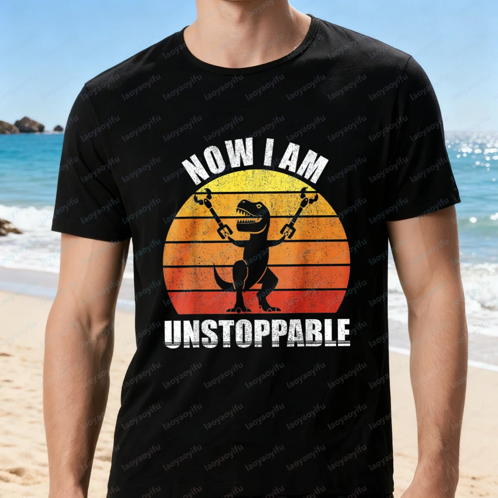 

Funny T-Rex Graphic T-Shirt Unstoppable Dino Meme Print Tops Dino Fan Tee Vintage Classic Fashion Men's Clothing O-neck Clothes