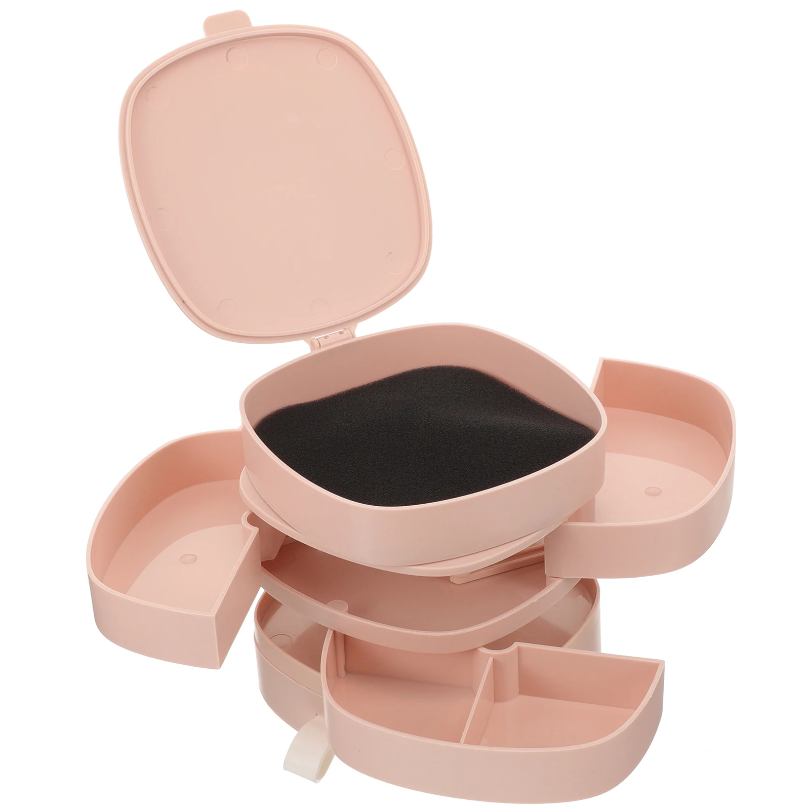 

1 Pink Rotating Jewelry Box 4 Layers Without Mirror Small H Accessories ganizer Multi Layer Storage Case For Necklace Earrings