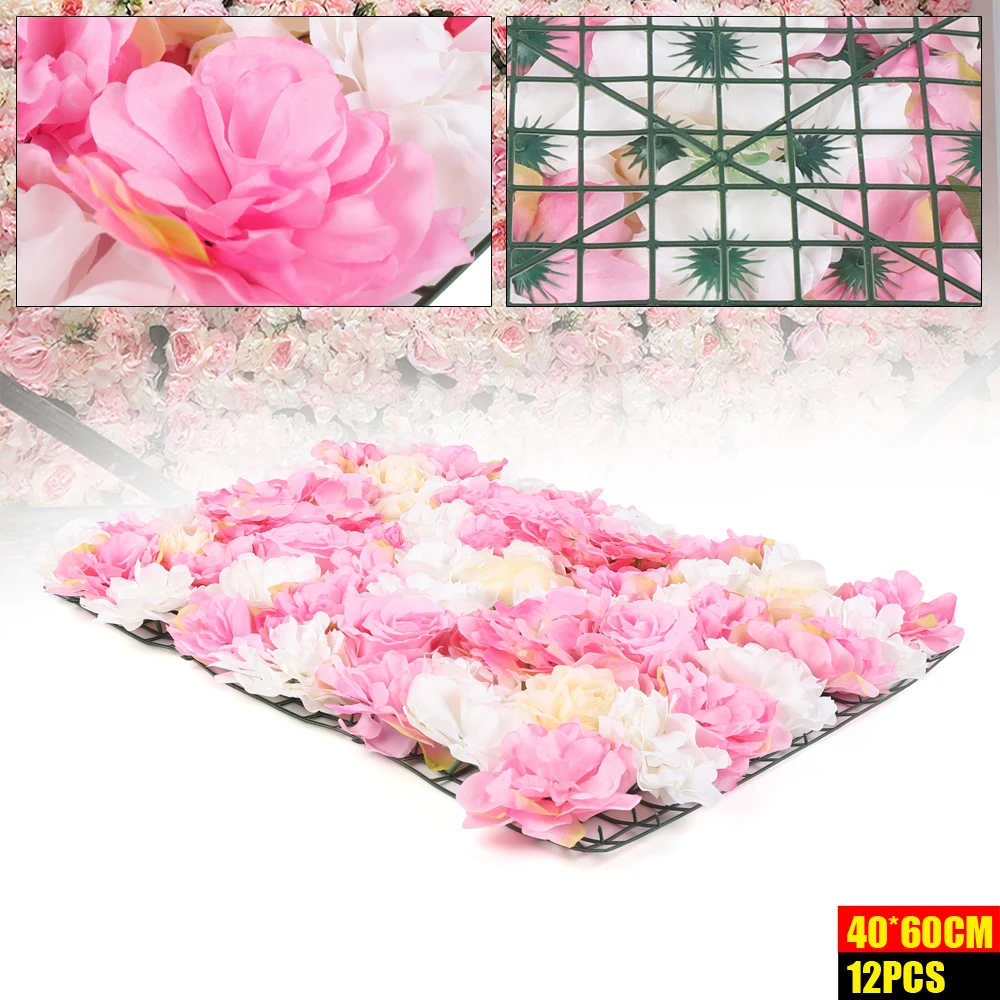 12 Pcs Artificial Flower Wall Rose Wall 40 x 60 cm Wedding Street Background Flower Wall Wedding Artificial Flowers