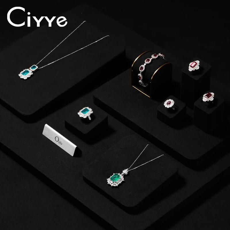 Ciyye Black Microfiber Jewelry Display Props Necklace Jewelry Show Support Ring Bracelet Pendant Jade Show Support Display Tray