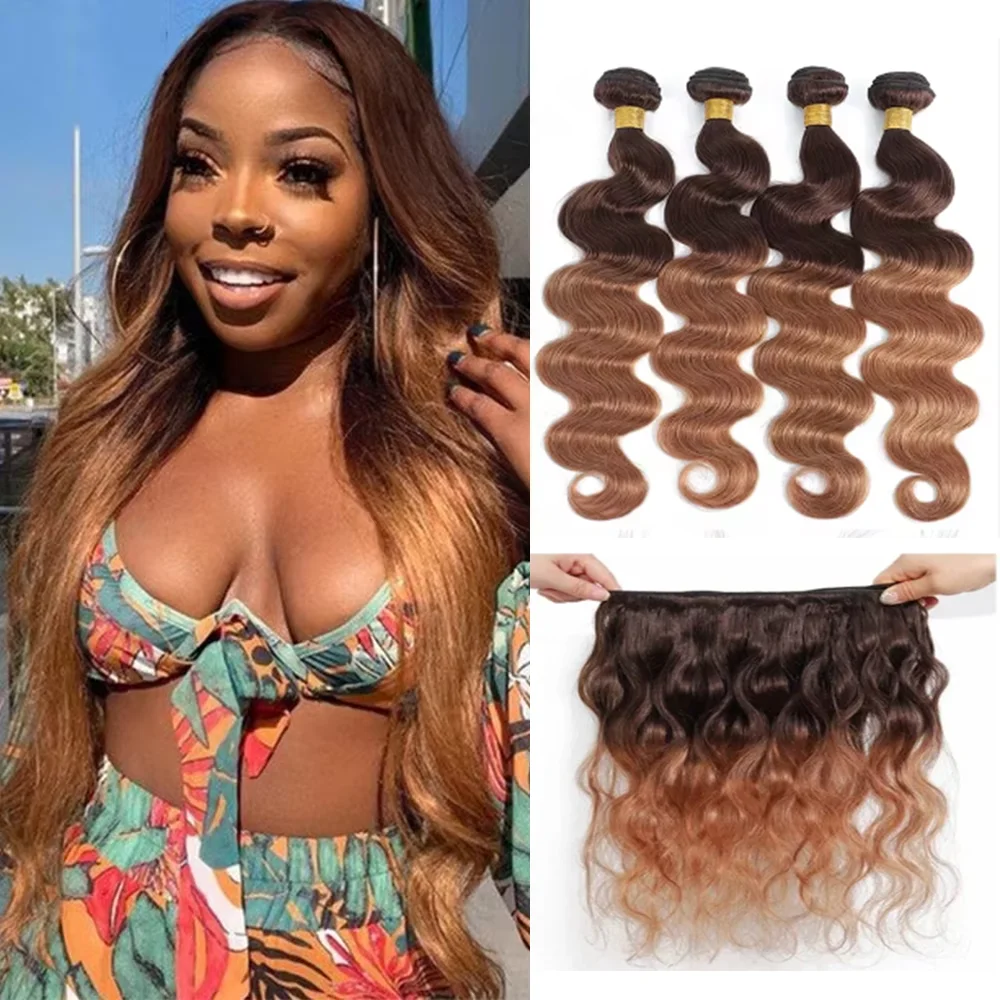 

Бразильские волосы Body Wave, омбре, 3/4 пучка, 12A, 100% натуральные необработанные волосы Remy для наращивания