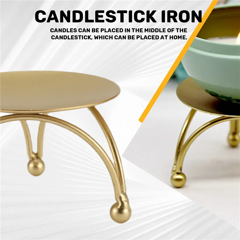 Kochgeräte im europäischen Stil, Kerzenhalter aus Eisen, Retro-Rundtisch, golden, für Zuhause, festliche Verzierung, 1 Stück