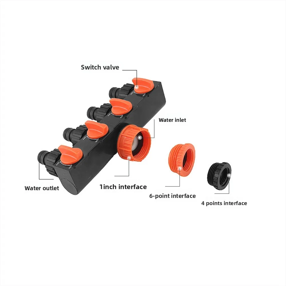 Lightweight Plastic for Outdoor Watering, Lawn & Garden 1pc 4-Way Hose Splitter with 4 Switches
