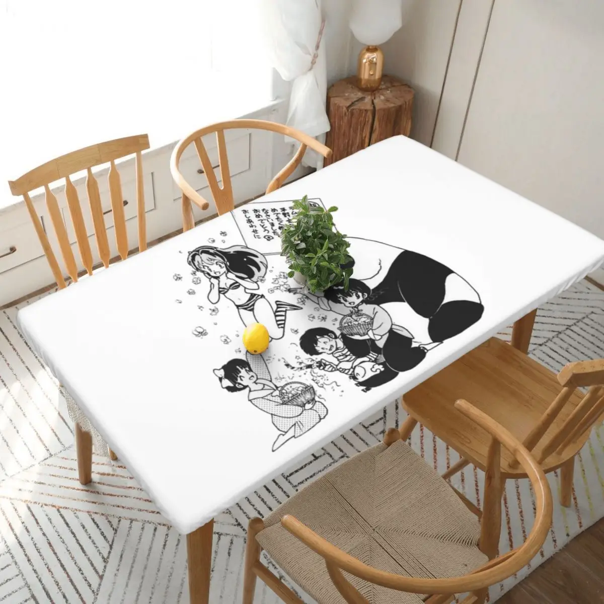 Ranma 1/2 And Urusei Yatsura Anime Custom Rectangular Tablecloth Oilproof Table Cover for Dining Events Table Cloth
