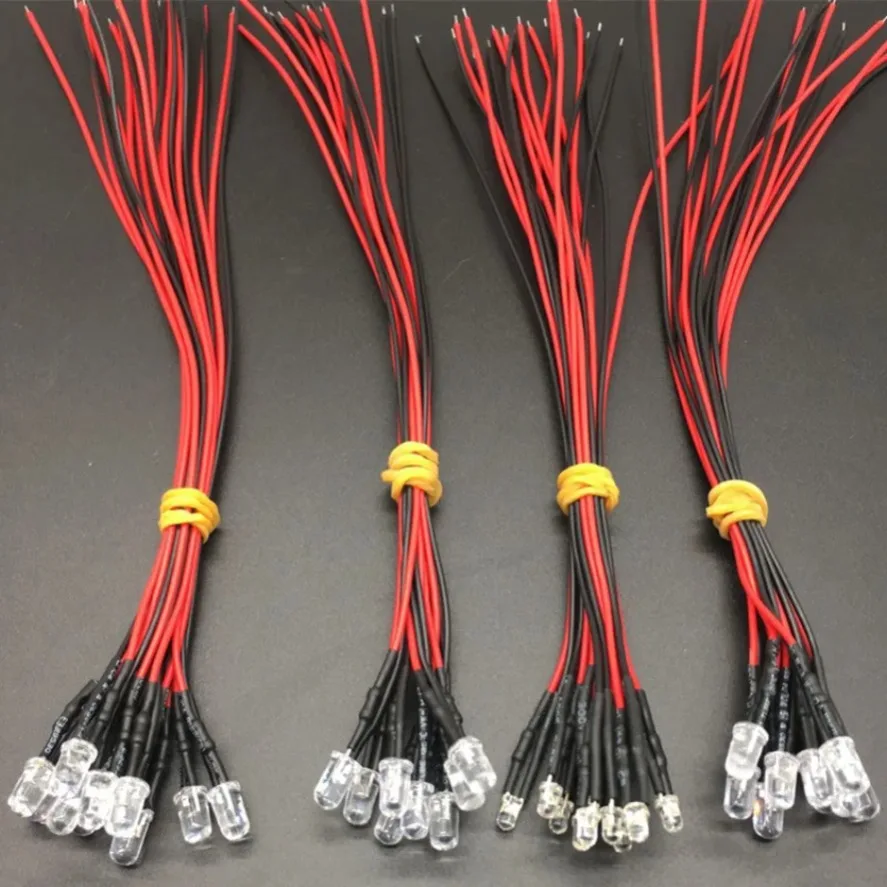 10/20PCS 5mm LED Diode Kit UV Prewired 5V 12 V Light Emitting Indicator RC Lamp Warm White Red Green Blue Yellow Orange Purple P image 6