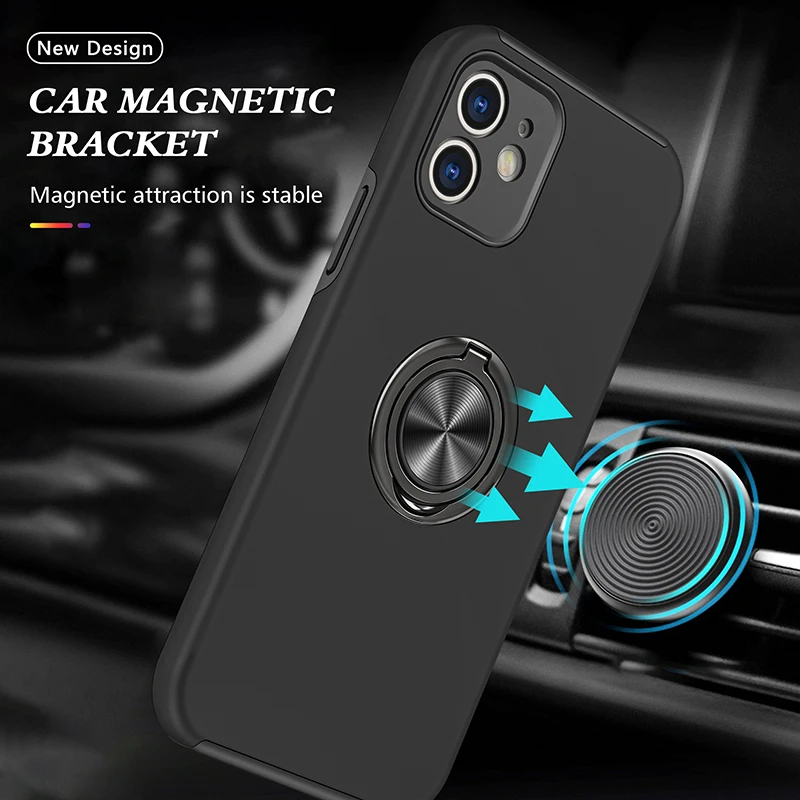 Shockproof Case For iPhone 13 12 11 Pro XS Max X XR Ring Holder Magnet Case For iPhone 7 8 6 6s Plus SE 2020 Armor Bumper Cover