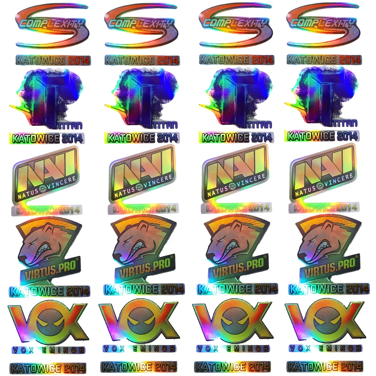 

1SET Holographic Esports Team Stickers 2014 Waterproof Vinyl Decals for Laptop Bike Gaming Gear Decor