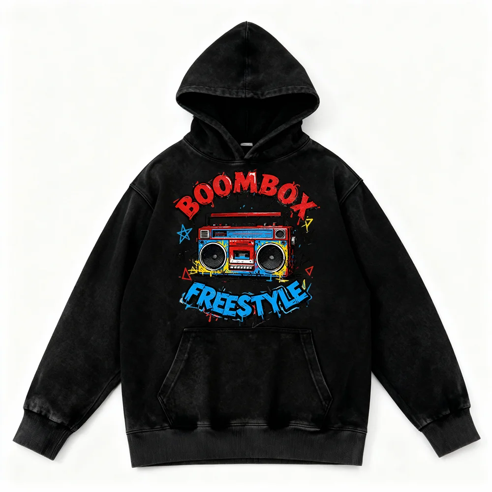 Spersonalizowana bluza z kapturem w stylu vintage, efekt sprania | Styl hip-hopowy na ulicy | Impreza | ciężka bawełna / bawełna premium | odzież uliczna / unisex