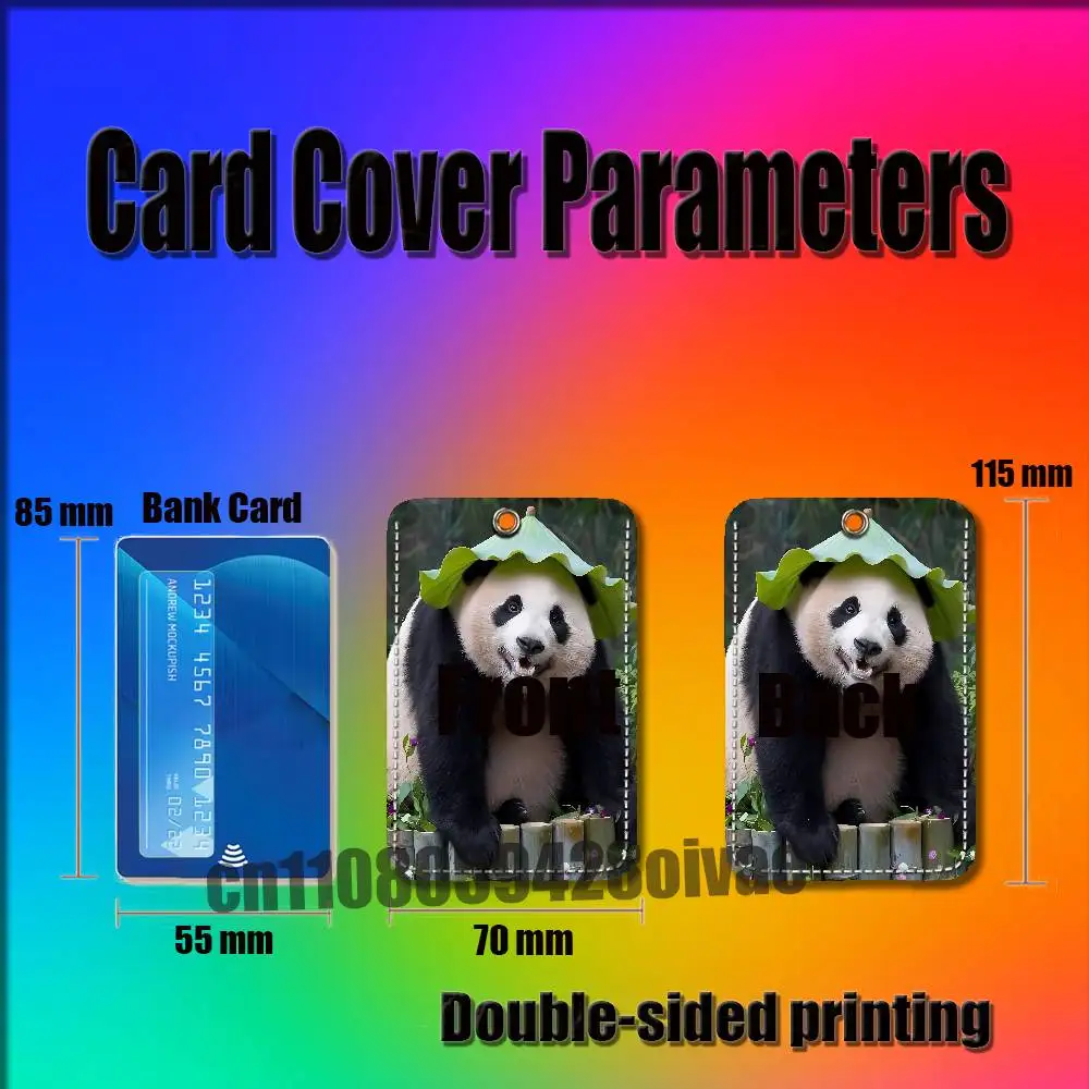 Panda Fubao Tiger Rabbit Cat For ID Clips Credit Bank Campus Card Holder Cover Decoration PU Leather Keychain