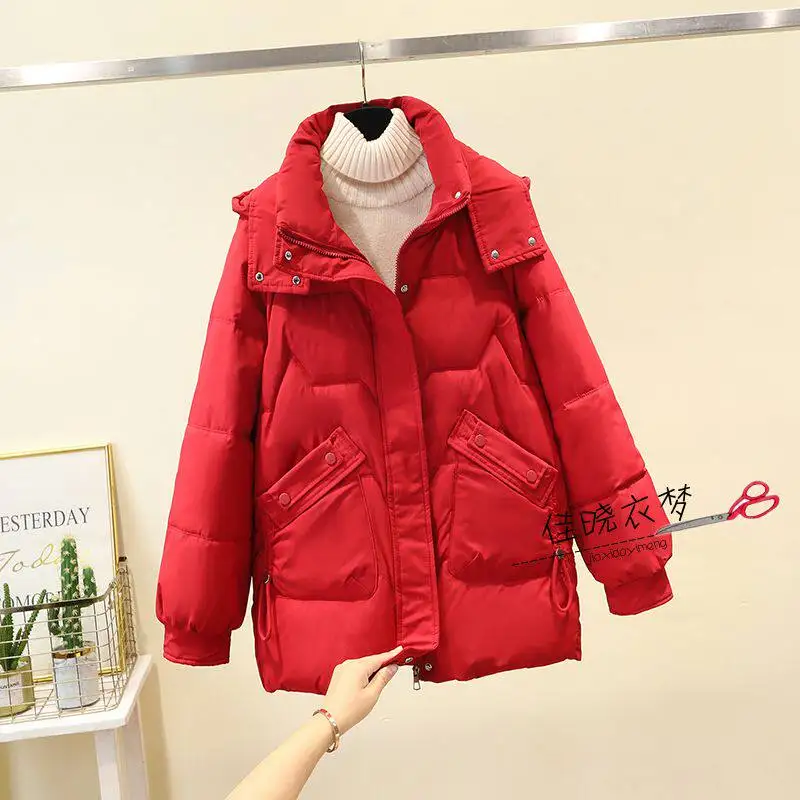 Down Cotton-padded Jacket Women's Long Section 2026 New Loose Explosion Cotton-padded Coat Winter Thickening Cotton-Padded Coat 3