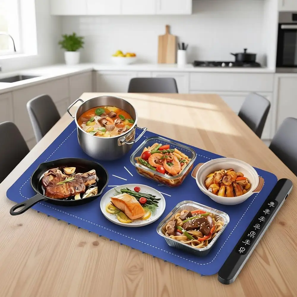 

Silicone Electric Warming Tray with 4 Adjustable Temps & Timer, Food Warming Mat for Buffets, Parties, Kitchen, Family