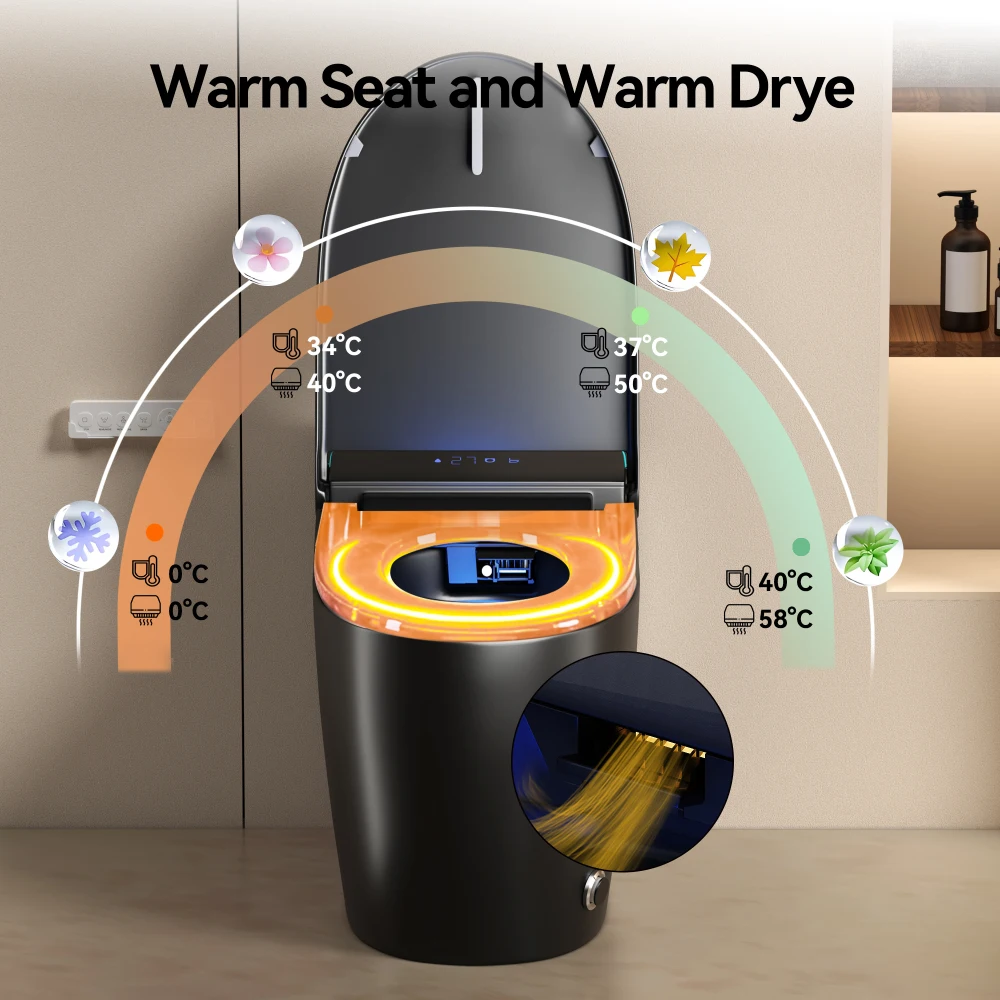 Unique Smart Toile, One Piece Toilet with Bidet Built In,Intelligent Toilet Auto Open/Close Seat. Bidet toilet with Dryer and Warm Water.Gray