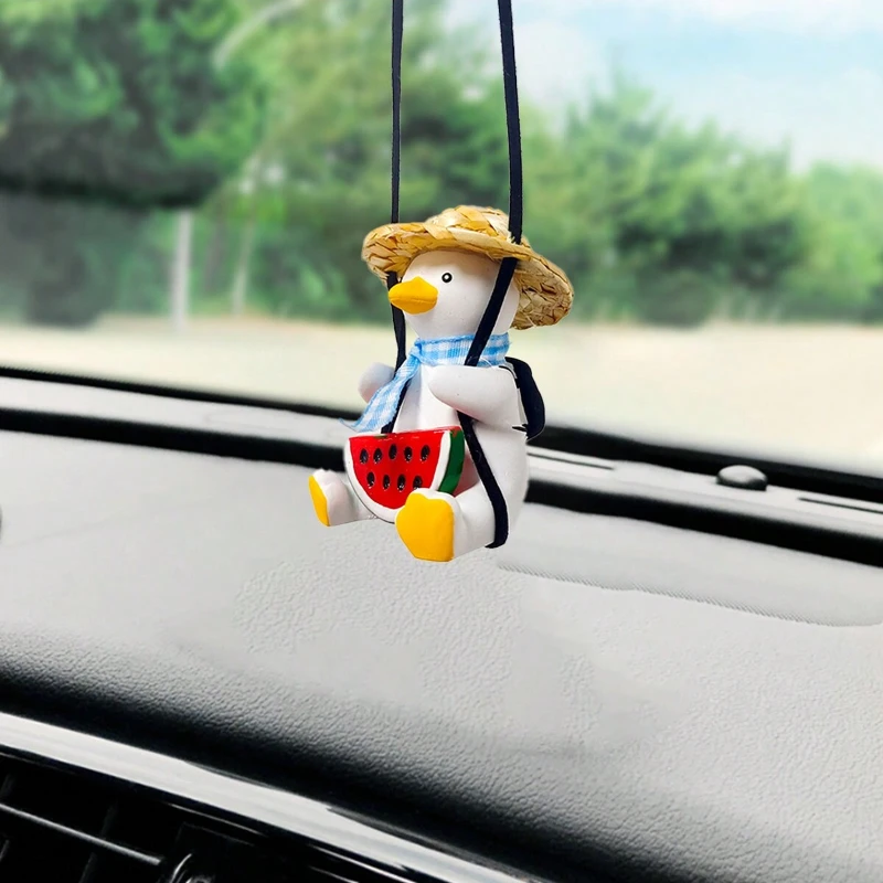 

Car Pendant Cute Anime Little Duck Swing Auto Rearview Mirror Hanging Ornaments Interior Decoraction Accessories for Girls Gifts