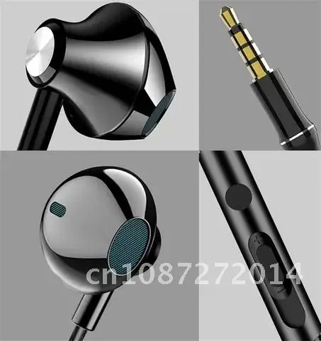 

Black Wired In-Ear Earphones with Wire Control for Sport, Bass Headset with Elbow Plug for Mobile Gaming and Movie, Earbud with