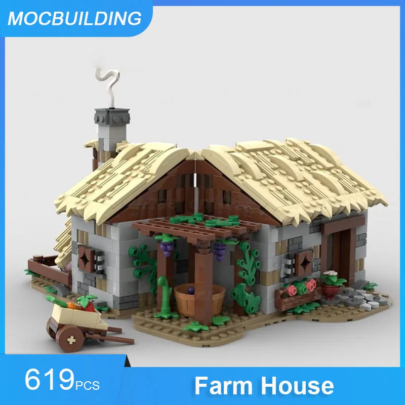 MOC Building Blocks Farm House Castle Model DIY Assemble Bricks Architecture Educational Creative Display Xmas Toys Gifts 619PCS