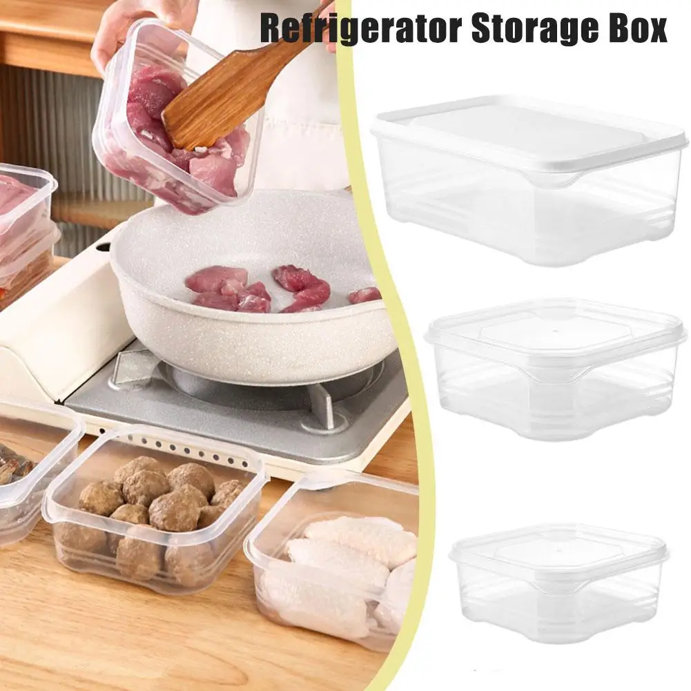 Home Refrigerator Dumpling Box Rectangular Plastic Sealed Storage Box Food Crisper Box with Lid Food Crisper Fresh Spacer Clear