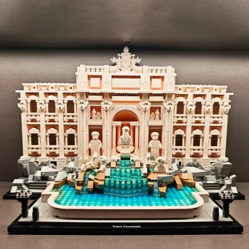 

2025 New Architecture Trevi Fountain Model Kit Iconic Italy Roman Landmark Building Blocks Home Decoration for Adult Gifts