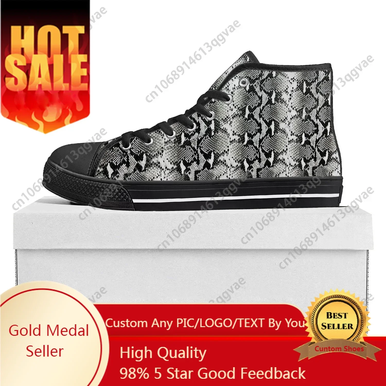 Snake Skin Pattern High Top High Quality Sneakers Mens Womens Teenager Canvas Sneaker Tide Printed Causal Couple Custom Shoe