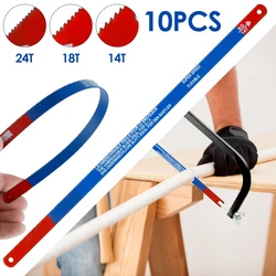 10pcs 11.8 Inch Hacksaw Blades Set M35 Steel Replacement Jig Saw Blade 18 Teeth Hacksaw Blade Fast Cutting Saw Blade